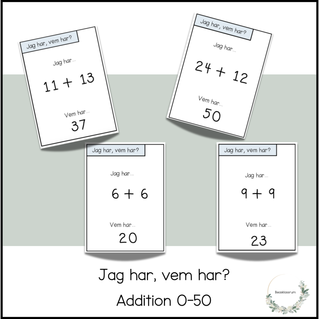 Jag har, vem har? Addition 0-50