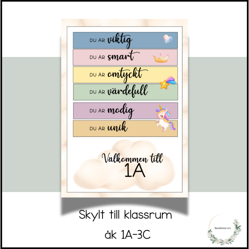 Skylt till klassrum