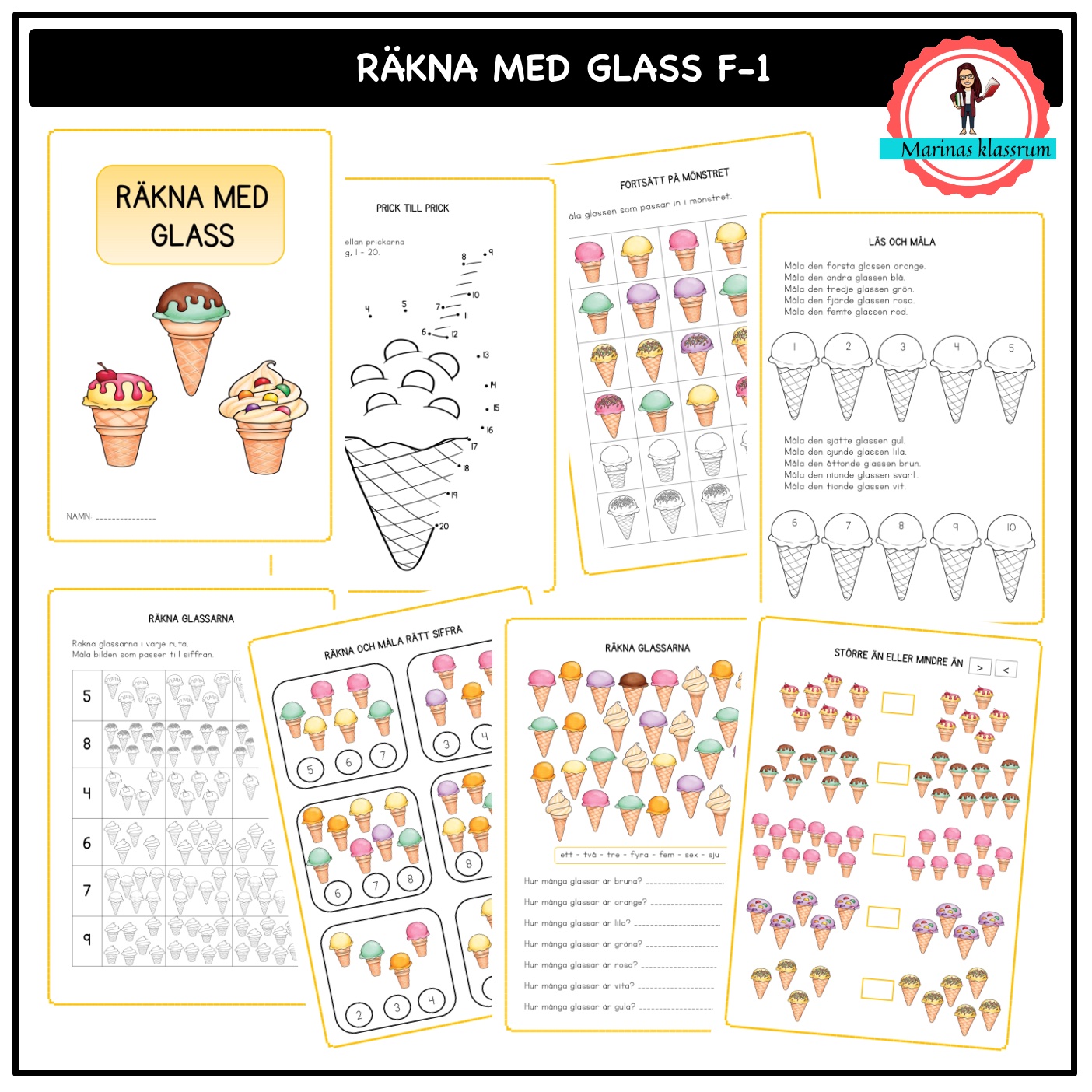 Räkna med glass åk F-1