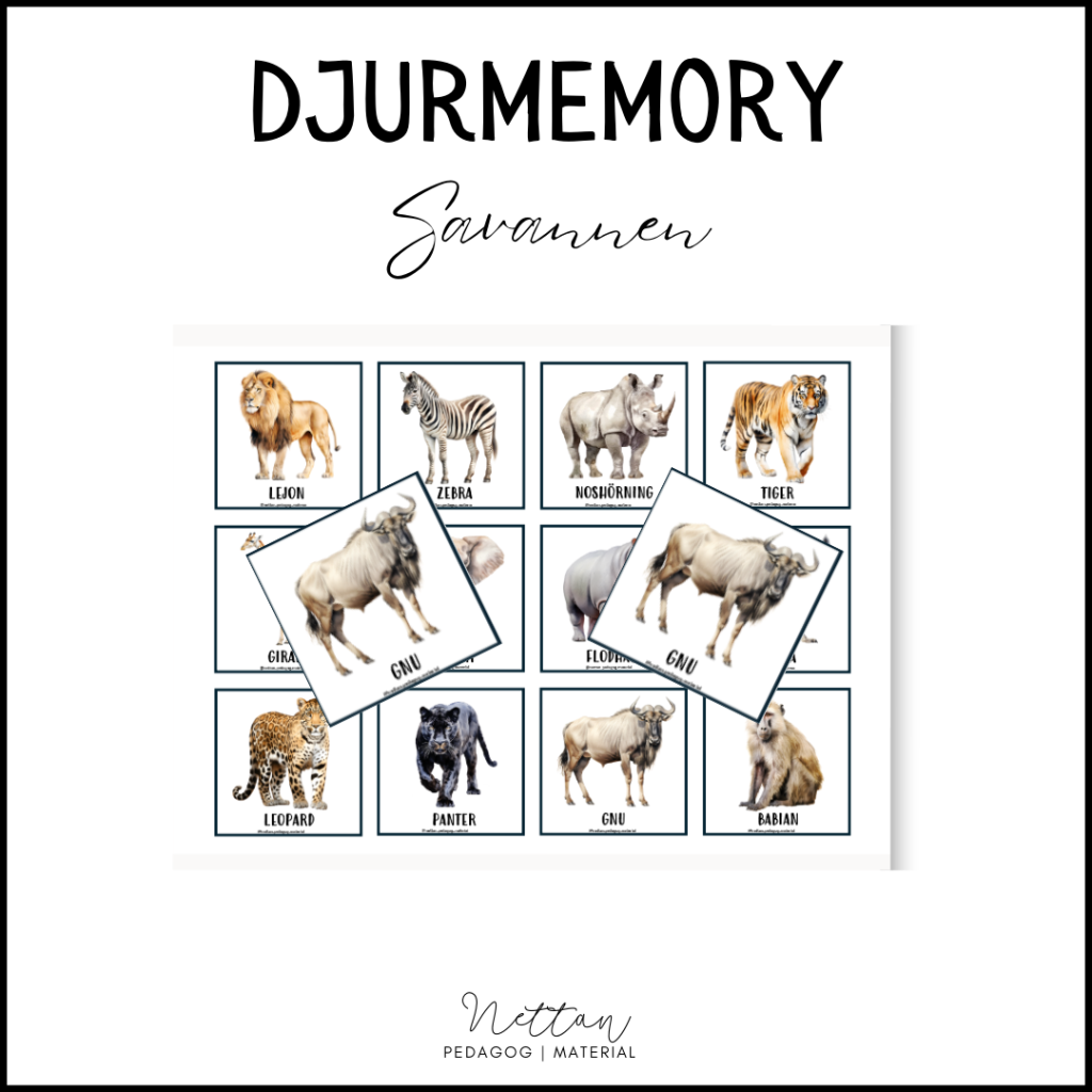 Memory – djur på savannen