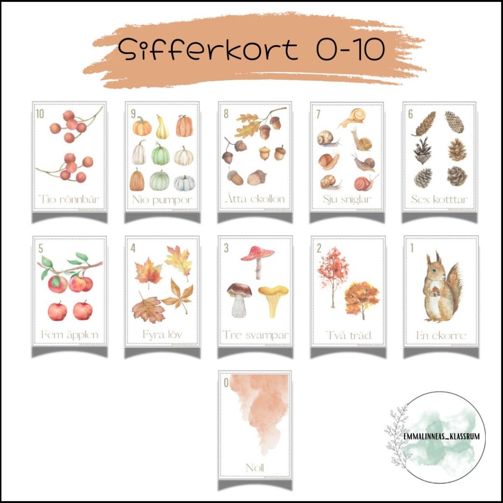 Siffror 0-10 tema höst