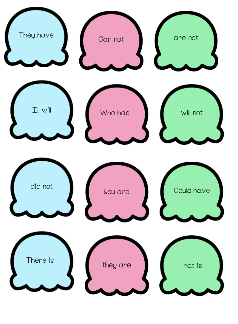 Contractions - build the ice creams