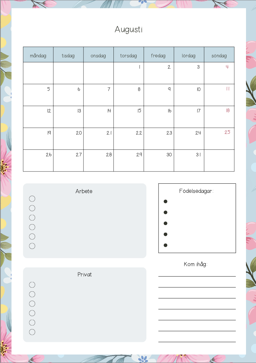 Kalender läsår 24/25