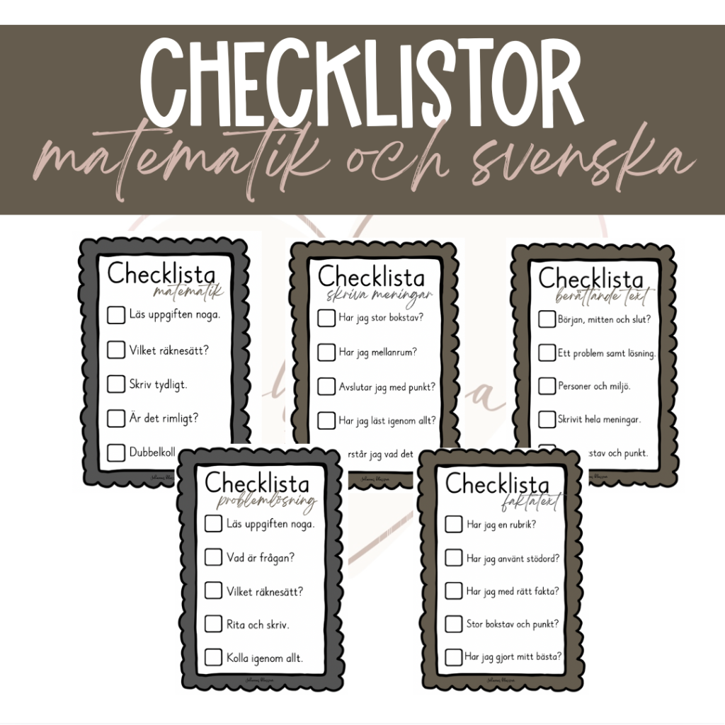 Checklistor till matematik och svenska
