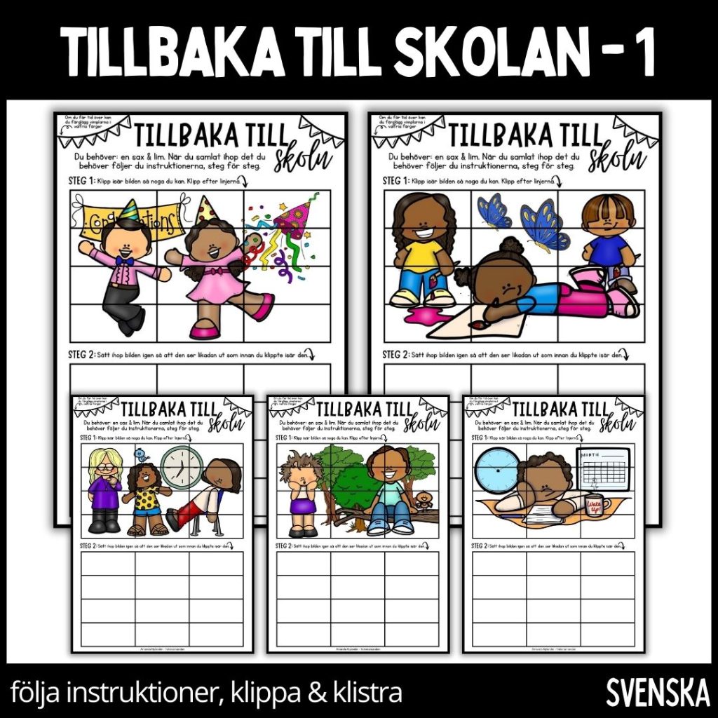 Tillbaka till skolan – öva på att följa instruktioner, klippa och klistra – 1