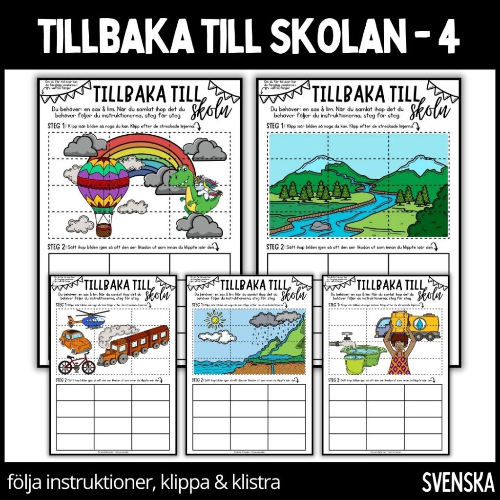 Tillbaka till skolan – öva på att följa instruktioner, klippa och klistra – 4