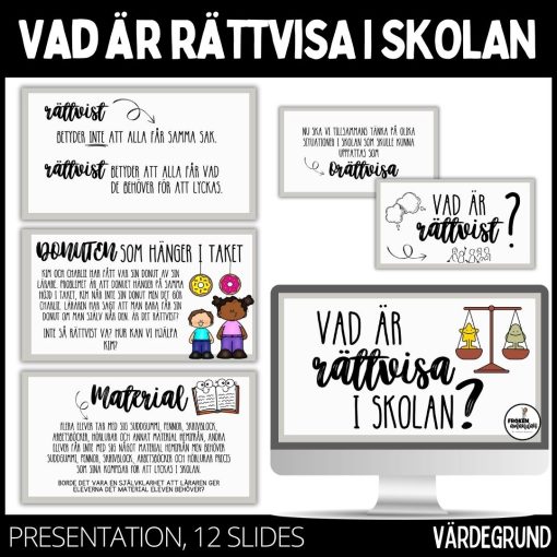 Vad är rättvist i skolan - presentation, med exempel som väcker reflektion - beige