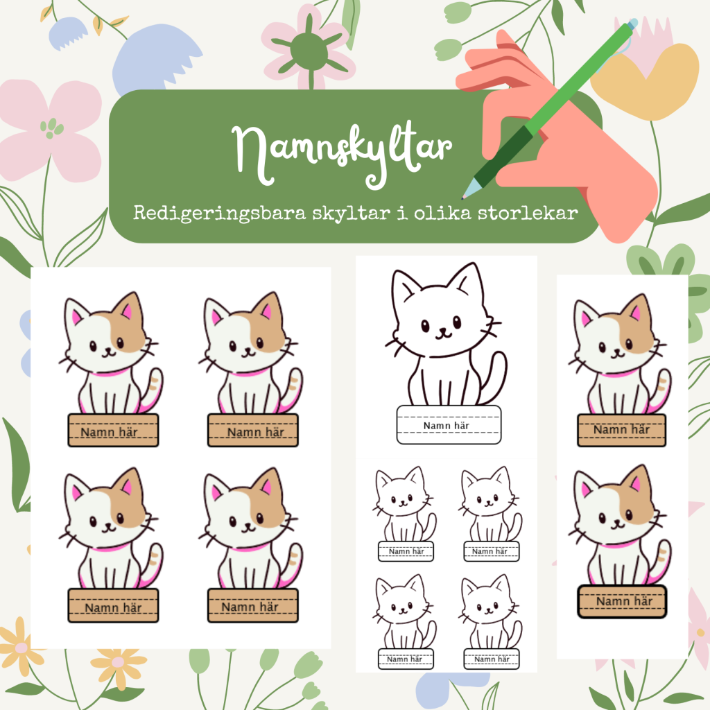 Redigeringsbara namnskyltar katt