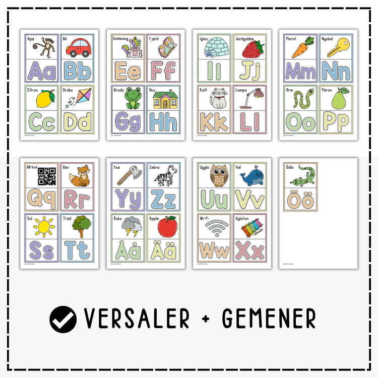 Litet väggalfabet, versaler och gemener