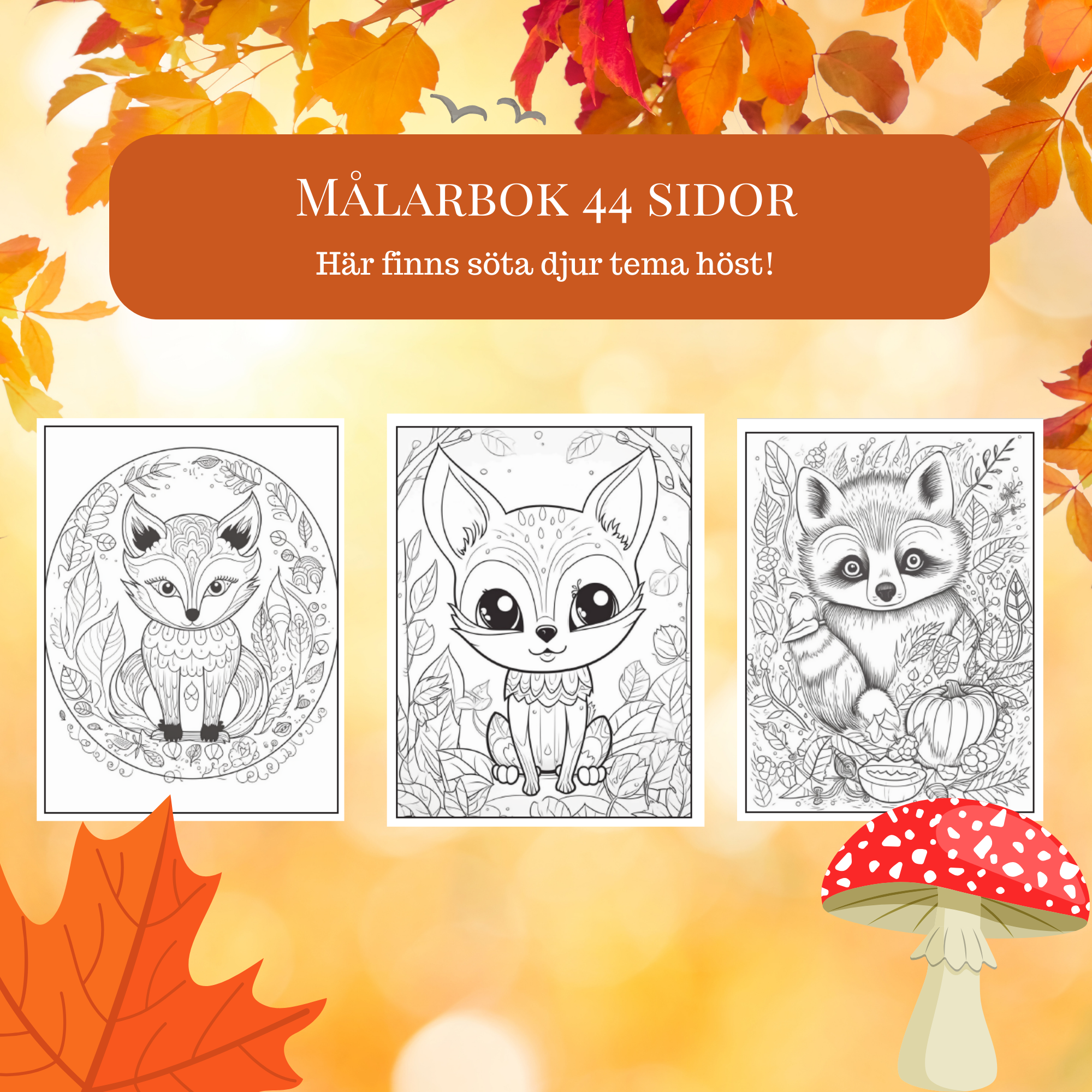 Målarbok djur och höst (kopia)