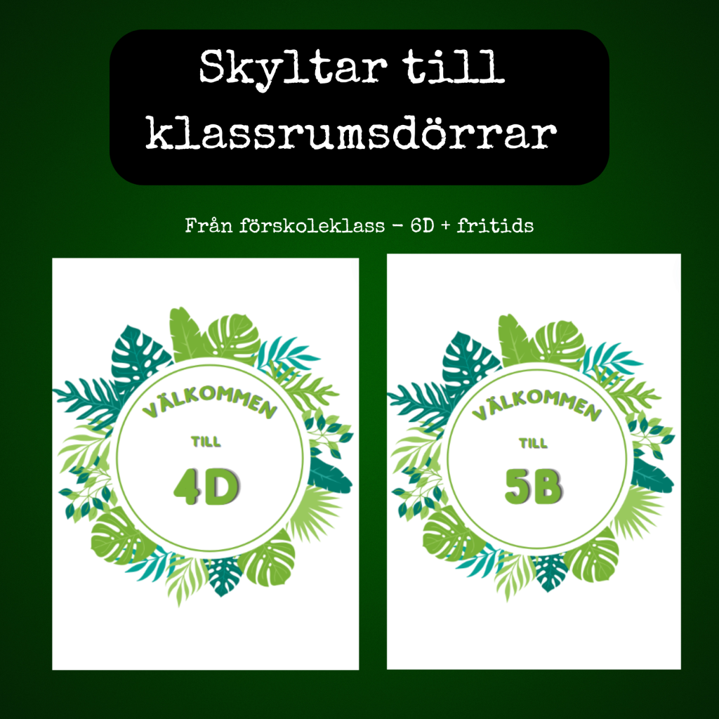 Välkommen klassrumsskyltar