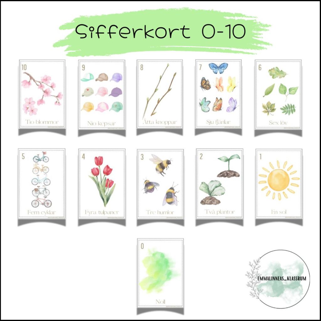 Siffror 0-10 tema vår