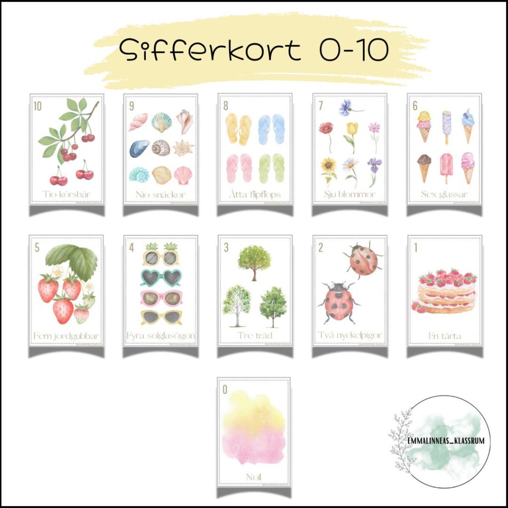 Siffror 0-10 tema sommar