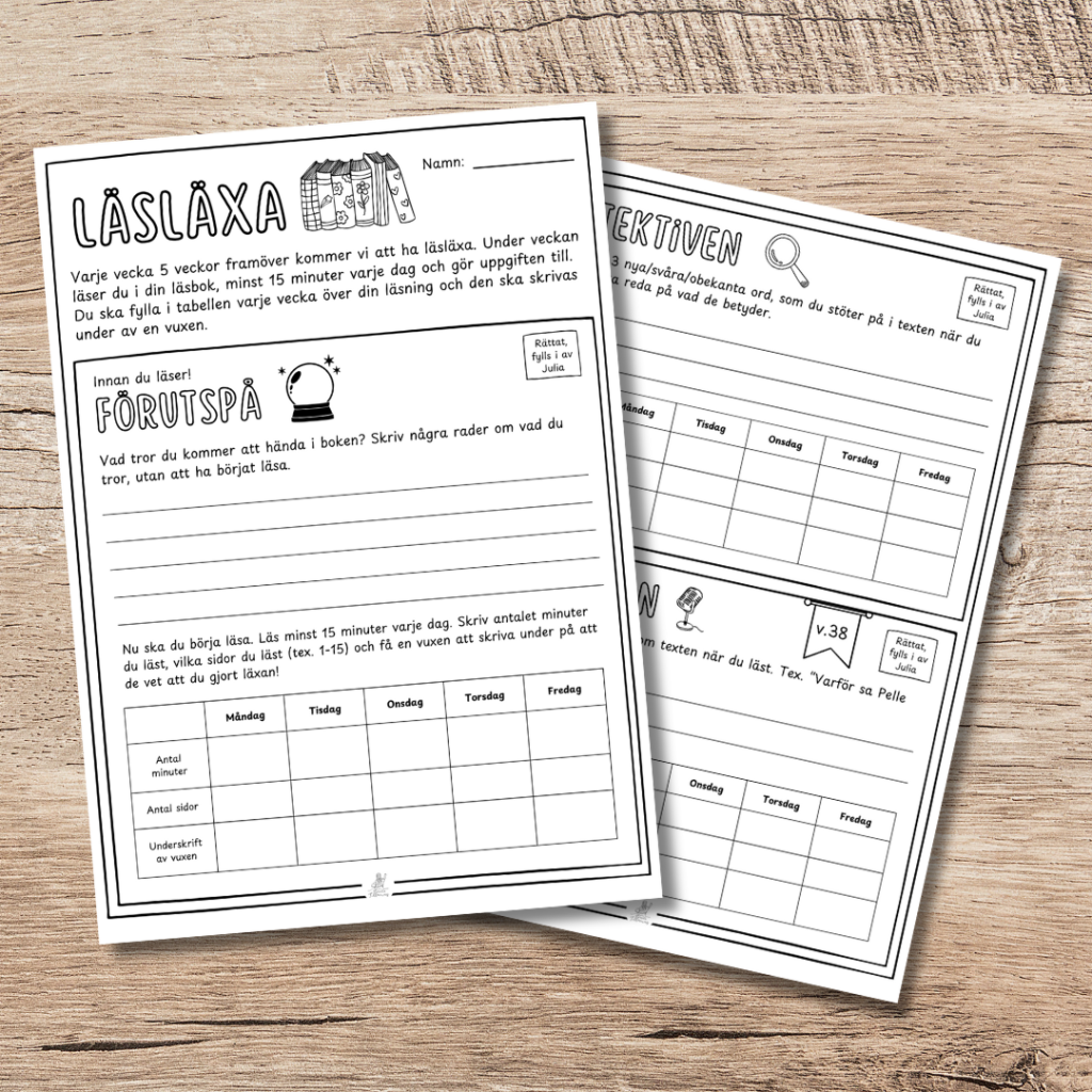Läsläxa utifrån lässtrategierna