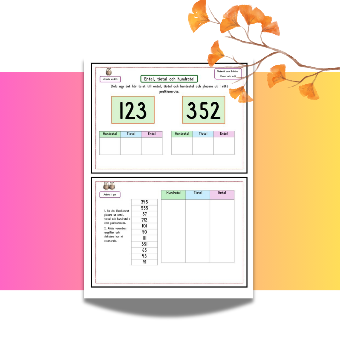 Positionssystemet- ental, tiotal och hundratal