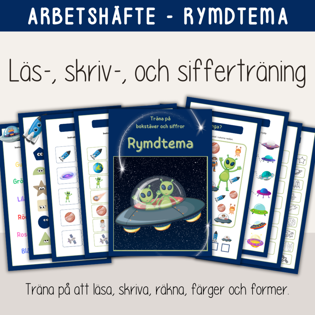 Arbetshäfte bokstäver och siffror – Rymdtema
