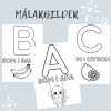 Målarbilder med bokstäverna A-E