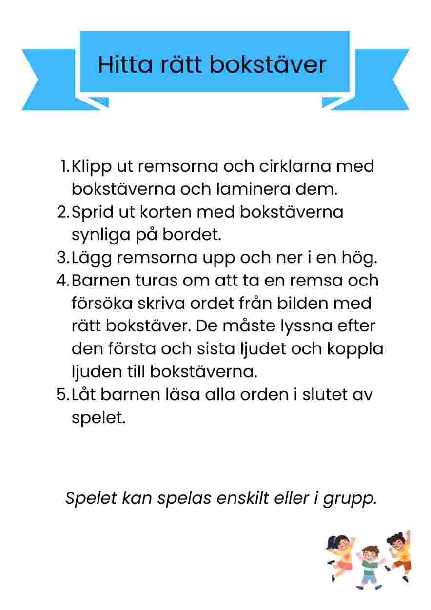 Hitta rätt bokstäver, förskoleklass