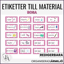 Redigerbara etiketter (rosa)