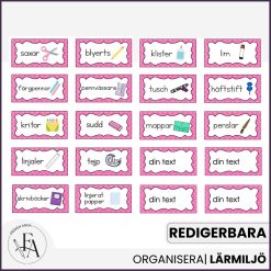 Redigerbara etiketter (rosa)