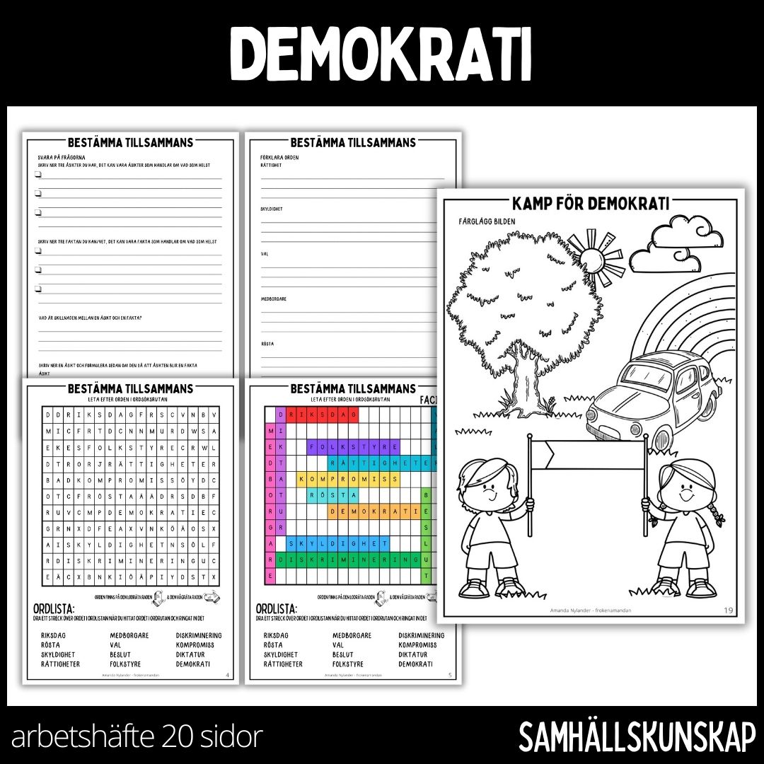 Demokrati - arbetshäfte - 20 sidor