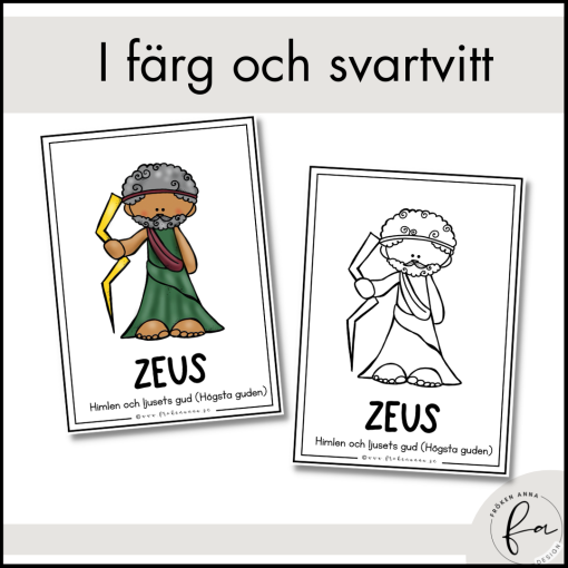 Grekiska gudar - Posters / Flashcards / Målarbilder
