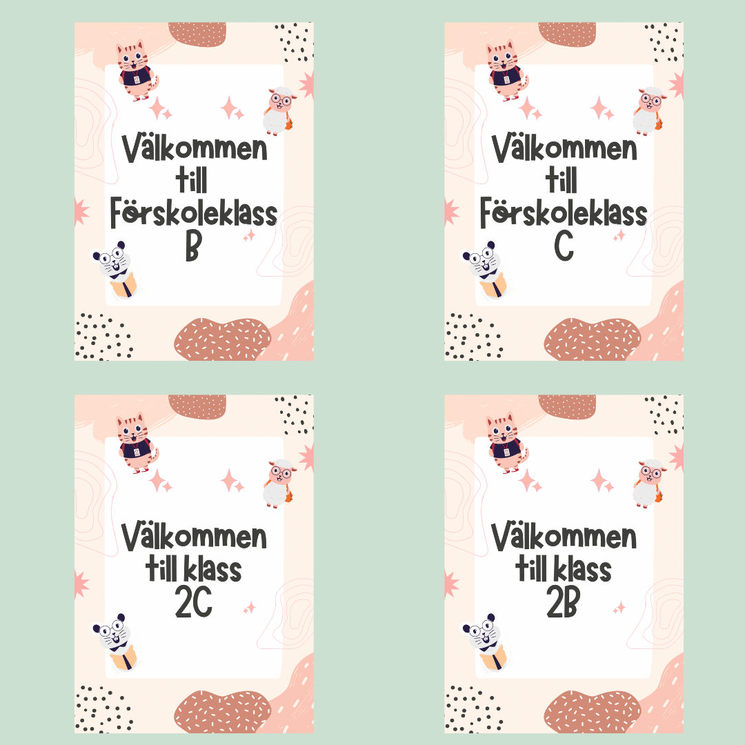 Välkommen klassrumsskyltar