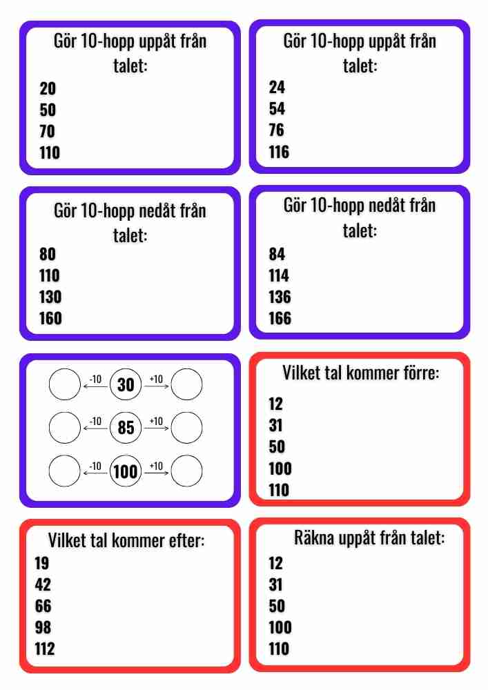 Mattekort, för att automatisera grundläggande matematiska färdigheter
