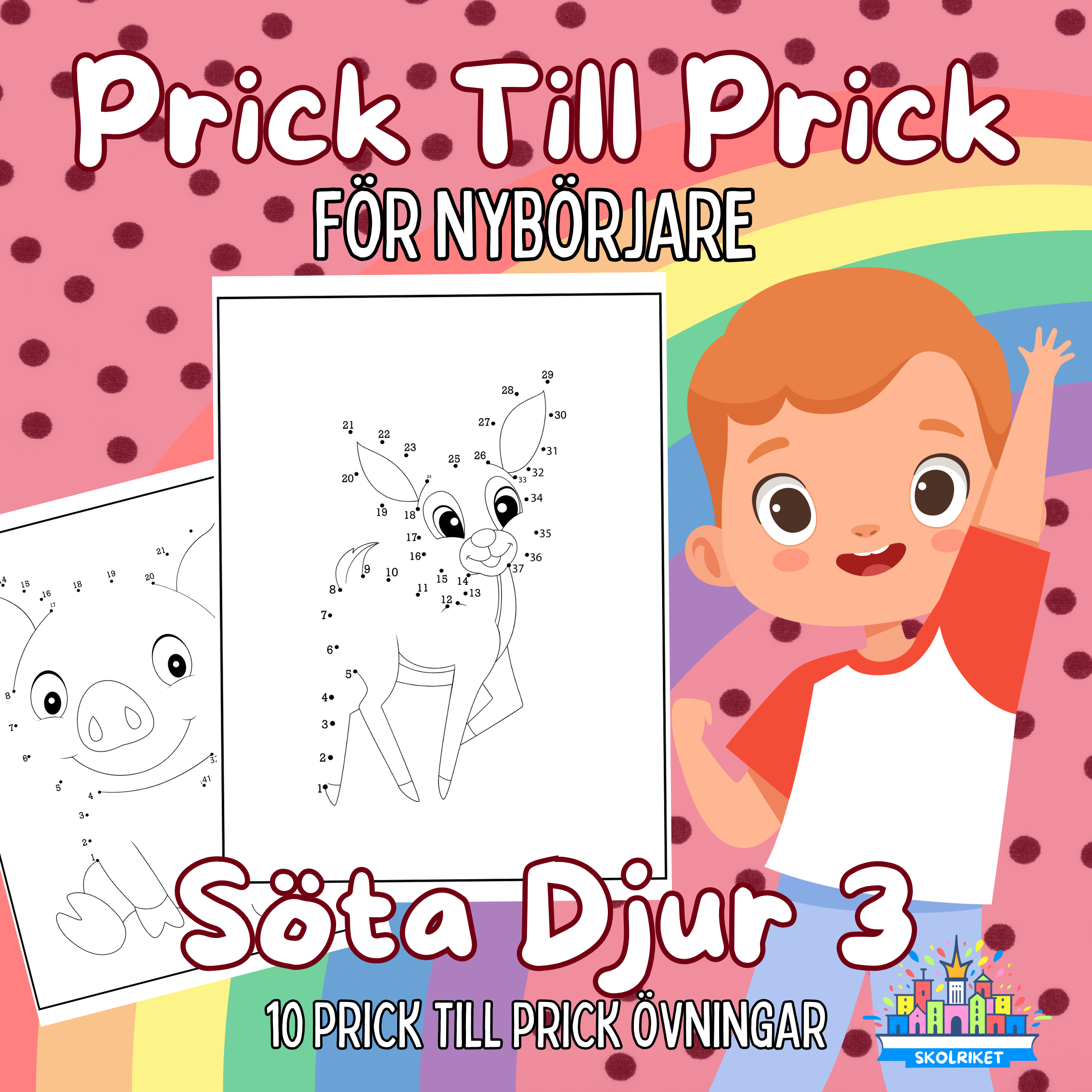 Prick till Prick Söta Djur 3 För Nybörjare