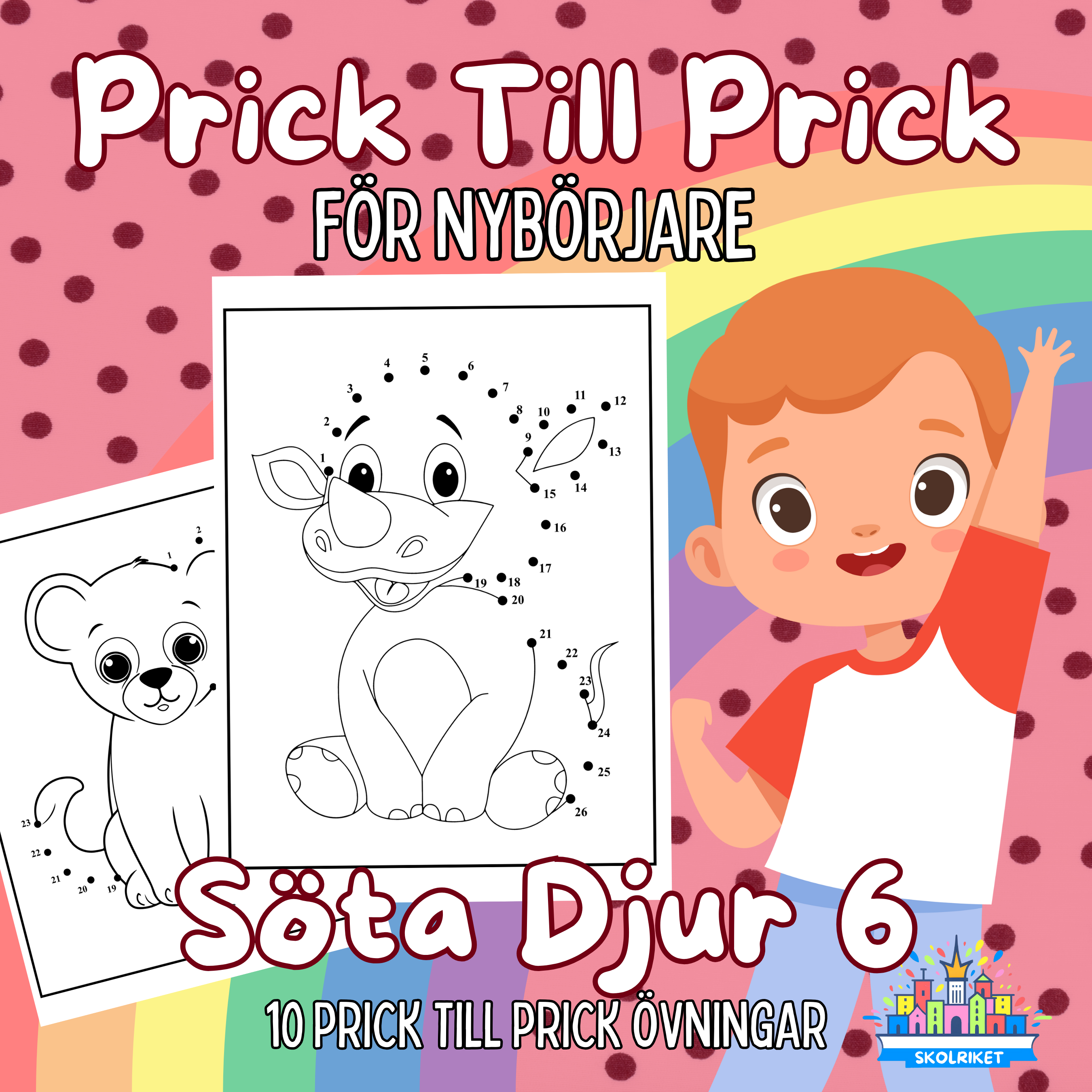 Prick till Prick Söta Djur 6 För Nybörjare