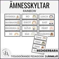 Redigerbara schemaskyltar (regnbågstema)