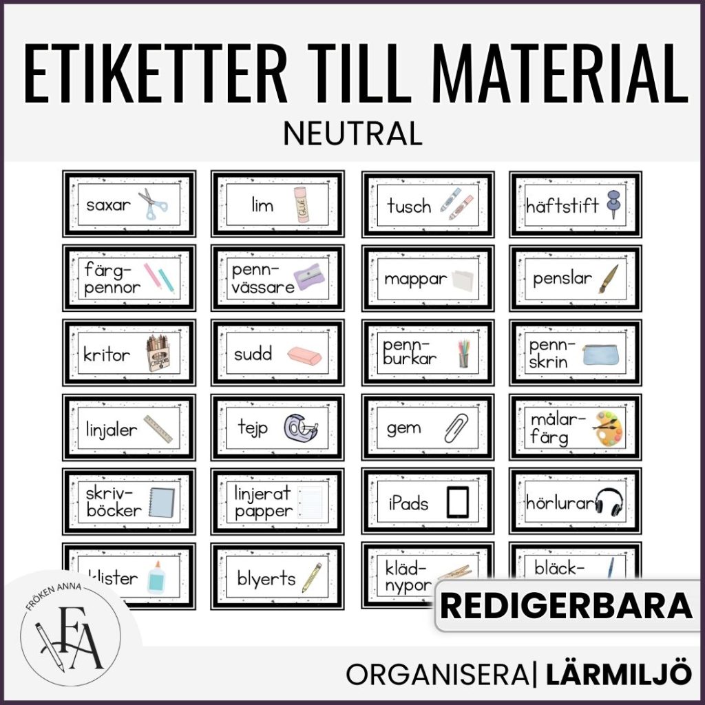 Redigerbara etiketter (neutral)