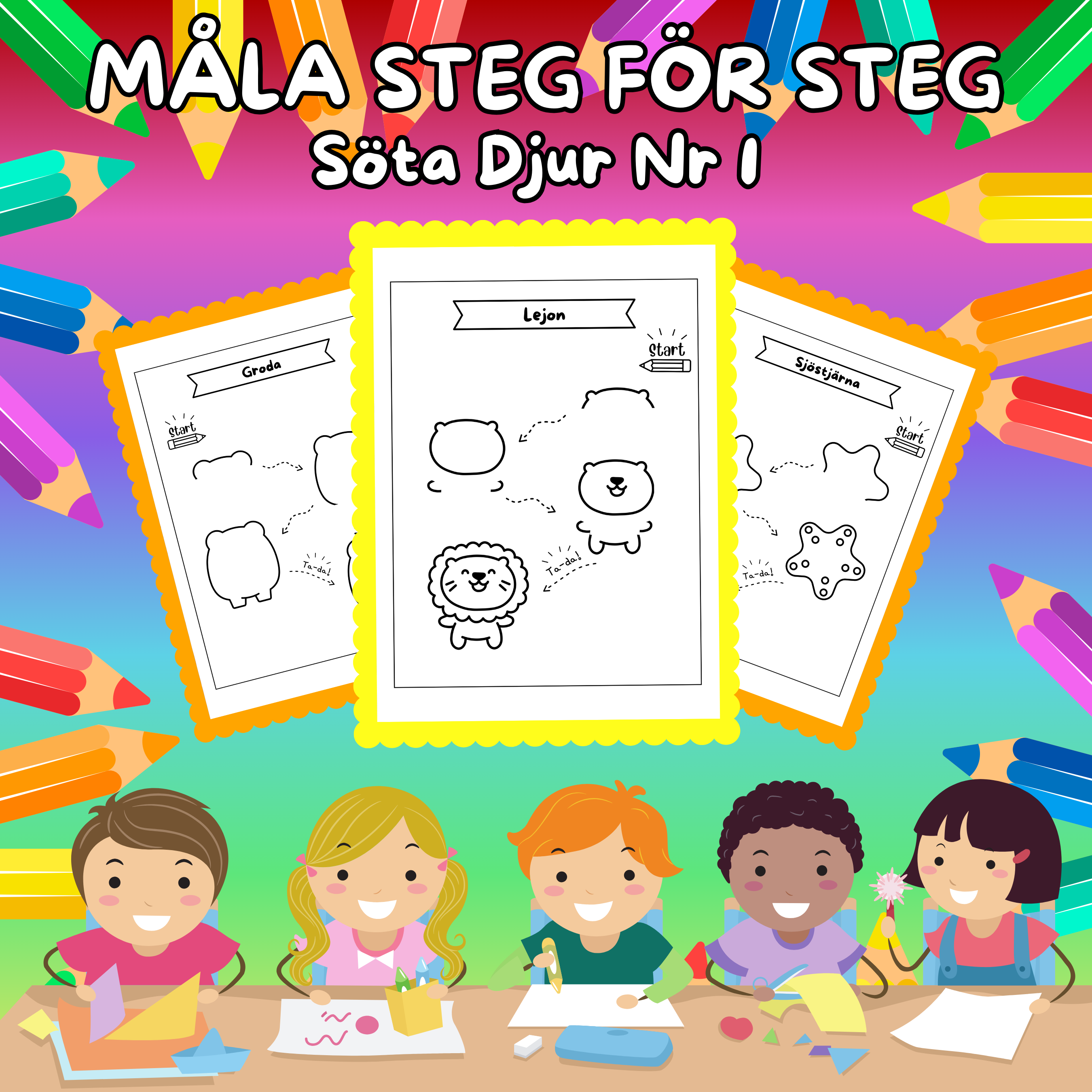 Måla Steg för Steg Söta Djur Nr 1