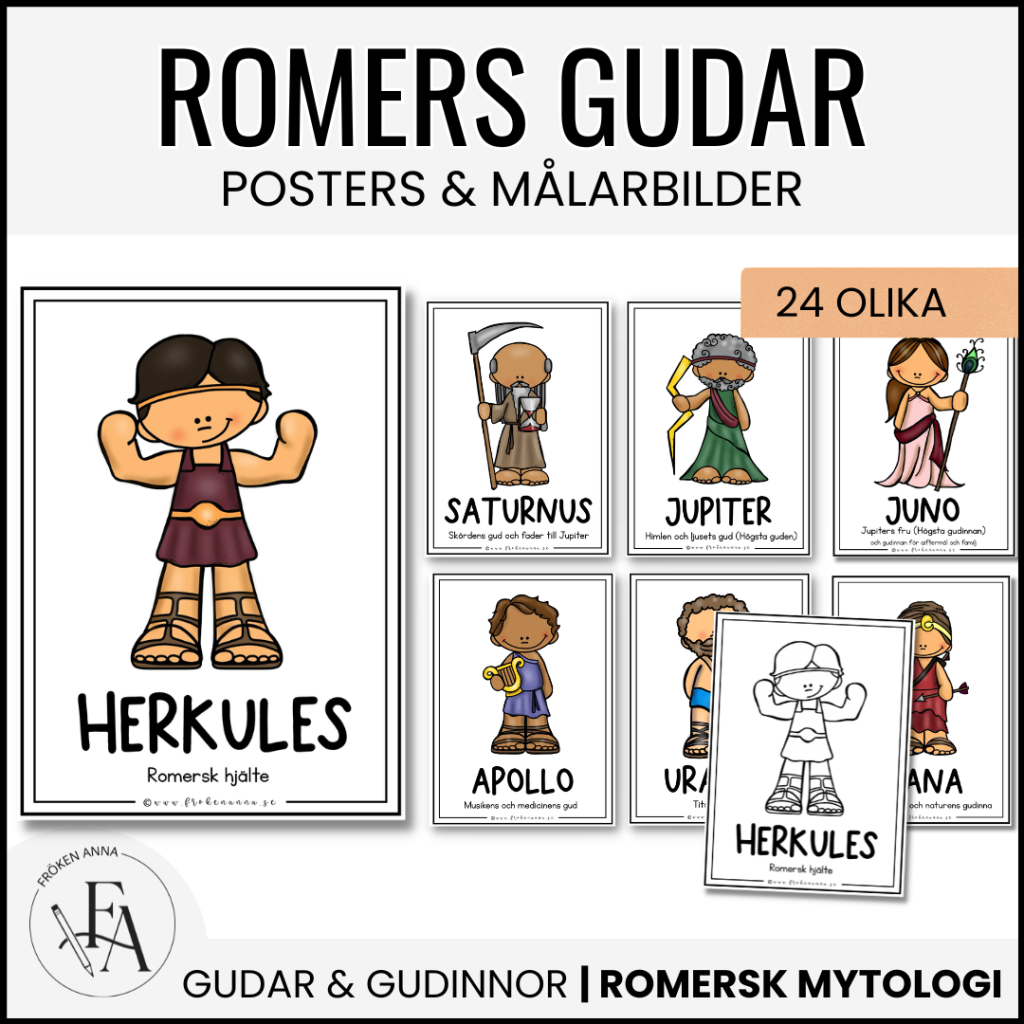 Romerska gudar – Posters / Flashcards / Målarbilder