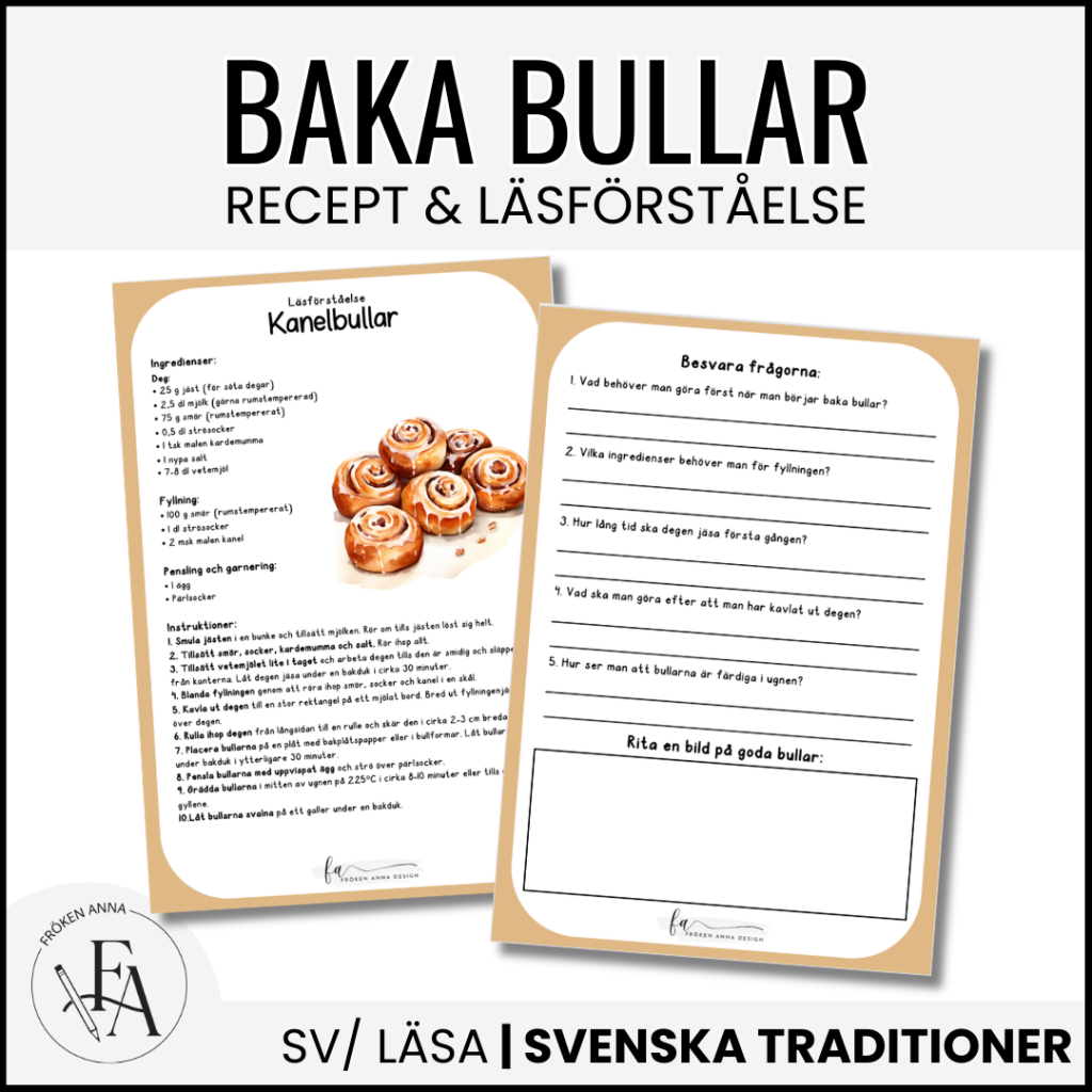 Läsförståelse: Baka kanelbullar | Kanelbullens dag