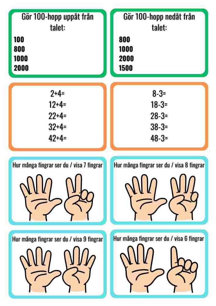 Mattekort, för att automatisera grundläggande matematiska färdigheter