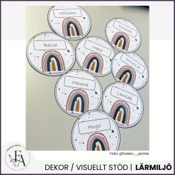 Namnskyltar regnbågstema (cirkel)