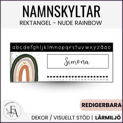 Namnskylt regnbågstema (rektangel)