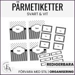 Pärmetiketter / Klassrumsorganisering svart&vit - bild 1
