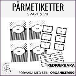 Pärmetiketter / Klassrumsorganisering svart&vit