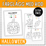 Färglägg med kod – halloween (extra enkel) - bild 1