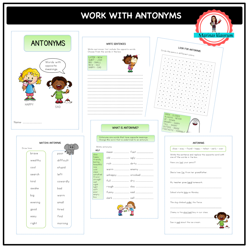 Work with antonyms