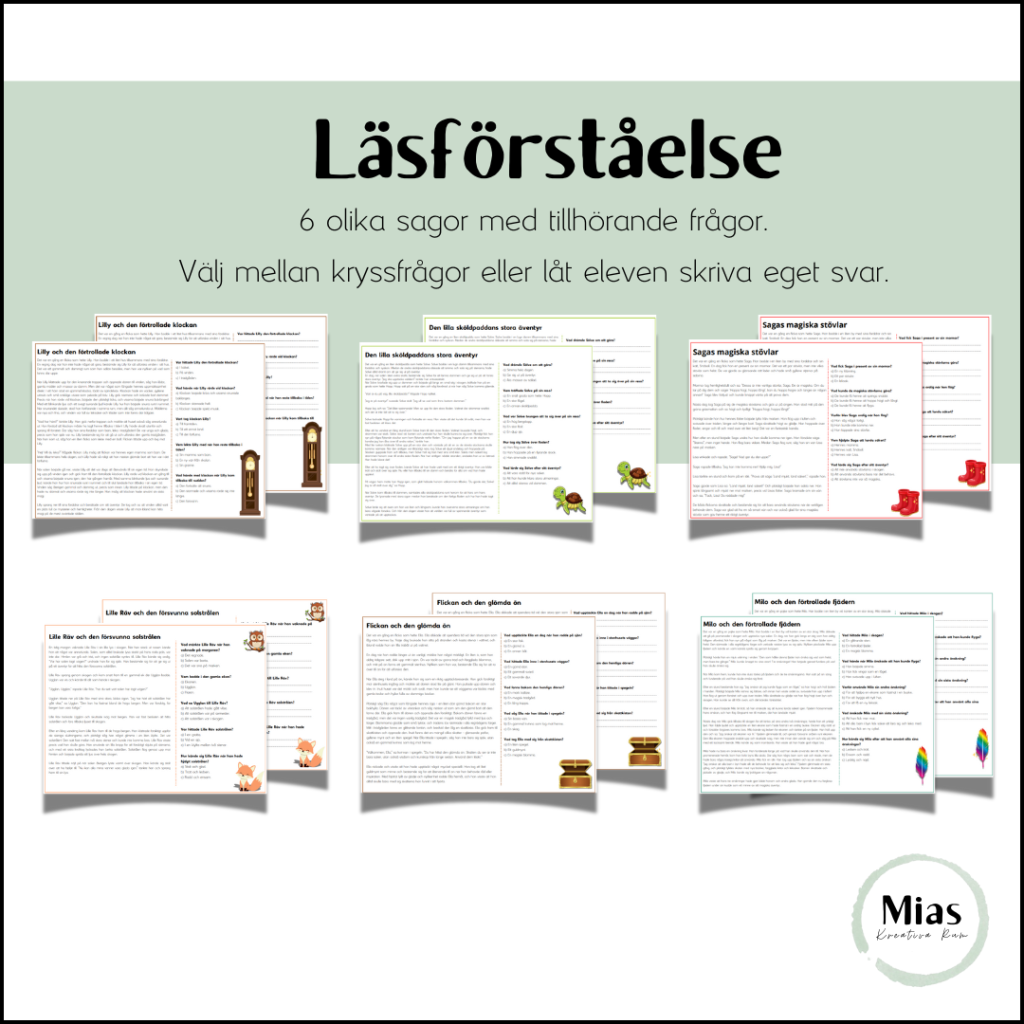 6 sagor med tillhörande frågor