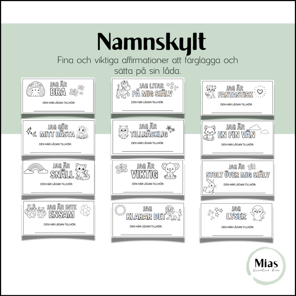 Namnskyltar: Affirmationer