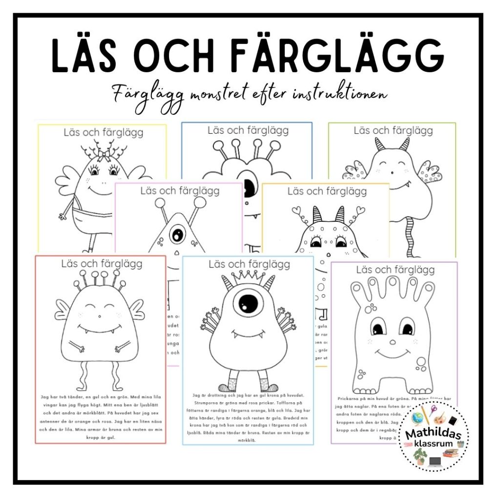 Läs och färglägg – monster