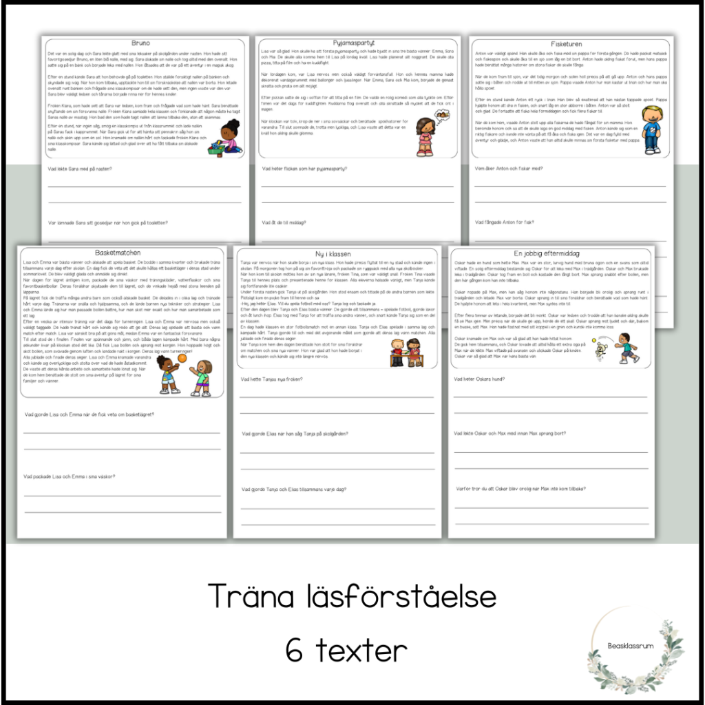 Läsförståelse – 6 texter