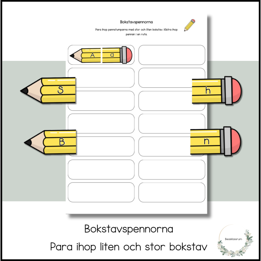 Bokstavspennorna – arbetsblad