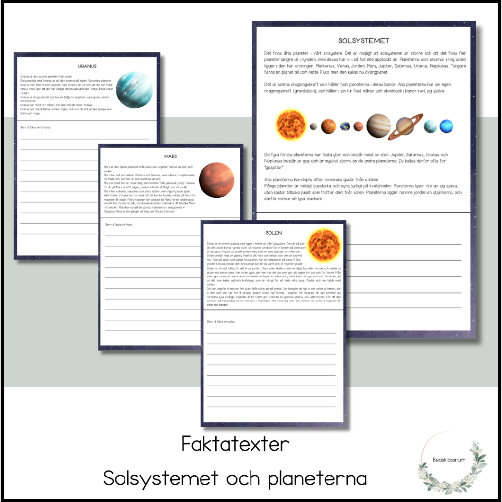Faktatexter – solsystemet och planeterna