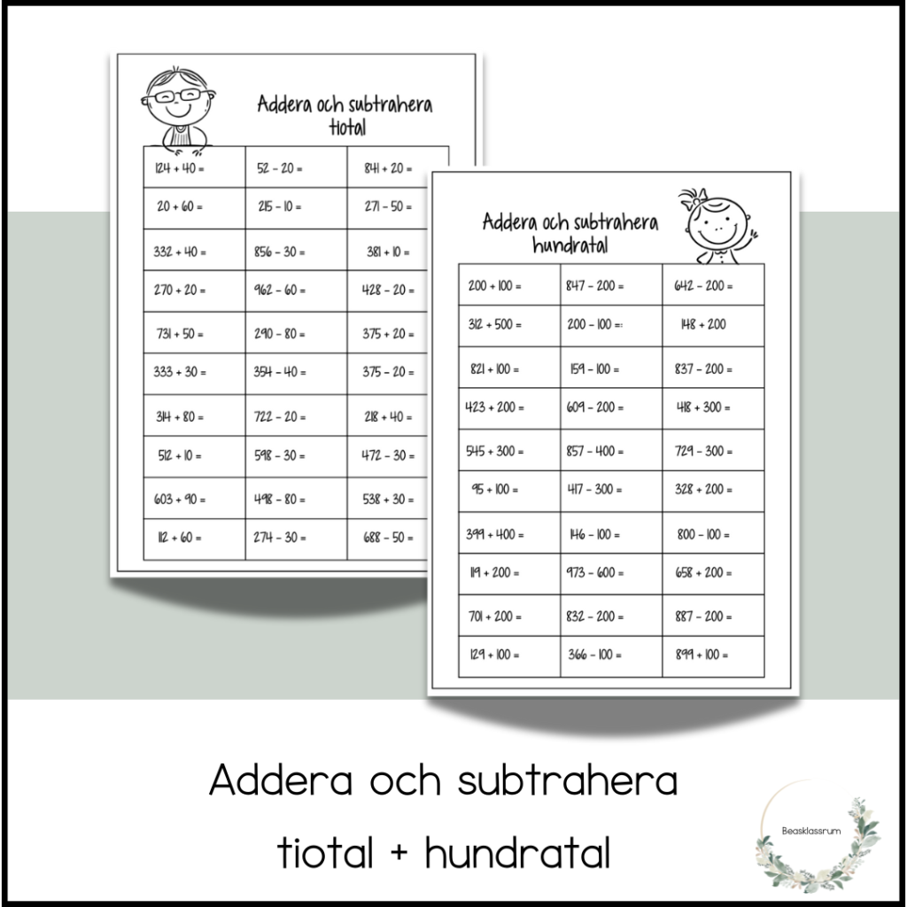 Addera och subtrahera – tiotal/ hundratal