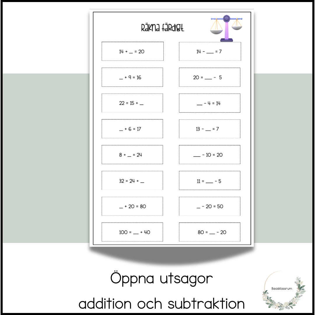 Öppna utsagor - addition och subtraktion